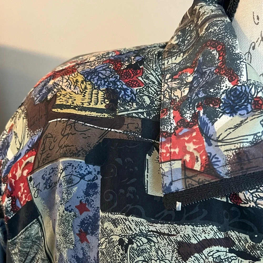Vintage Fuda International Womens Silk Full Zip Jacket Large 80s 90s Art To Wear